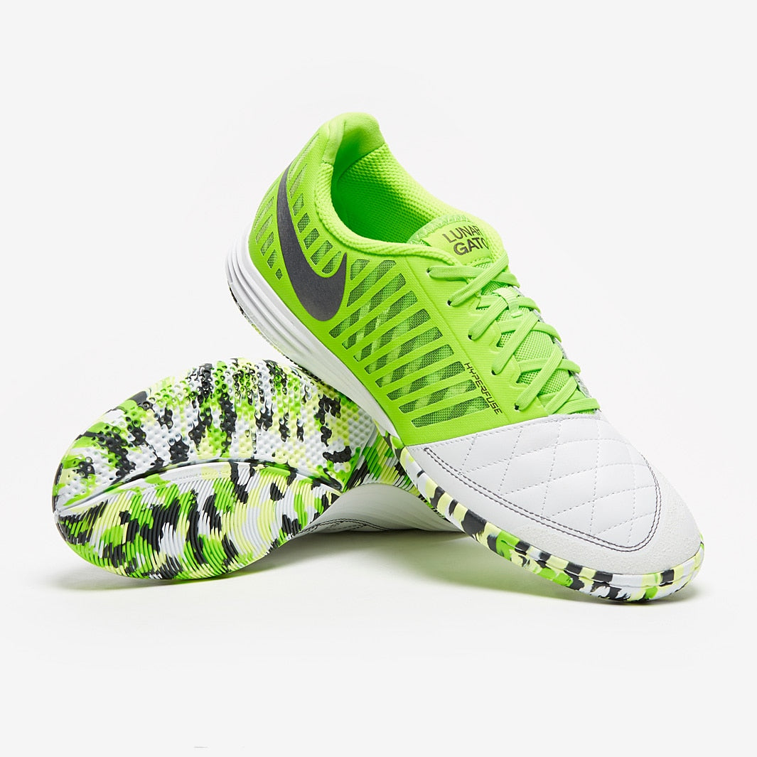 Chuteira Nike Lunar Gato 2 Futsal – White/Anthracite/Electric Green - Imagem 1