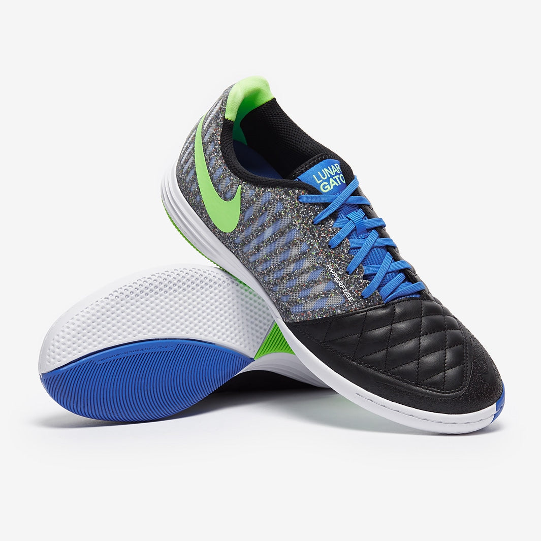 Chuteira Nike Lunar Gato 2 Futsal – Nero/Lime Glow/Azzurro Foto - Imagem 1