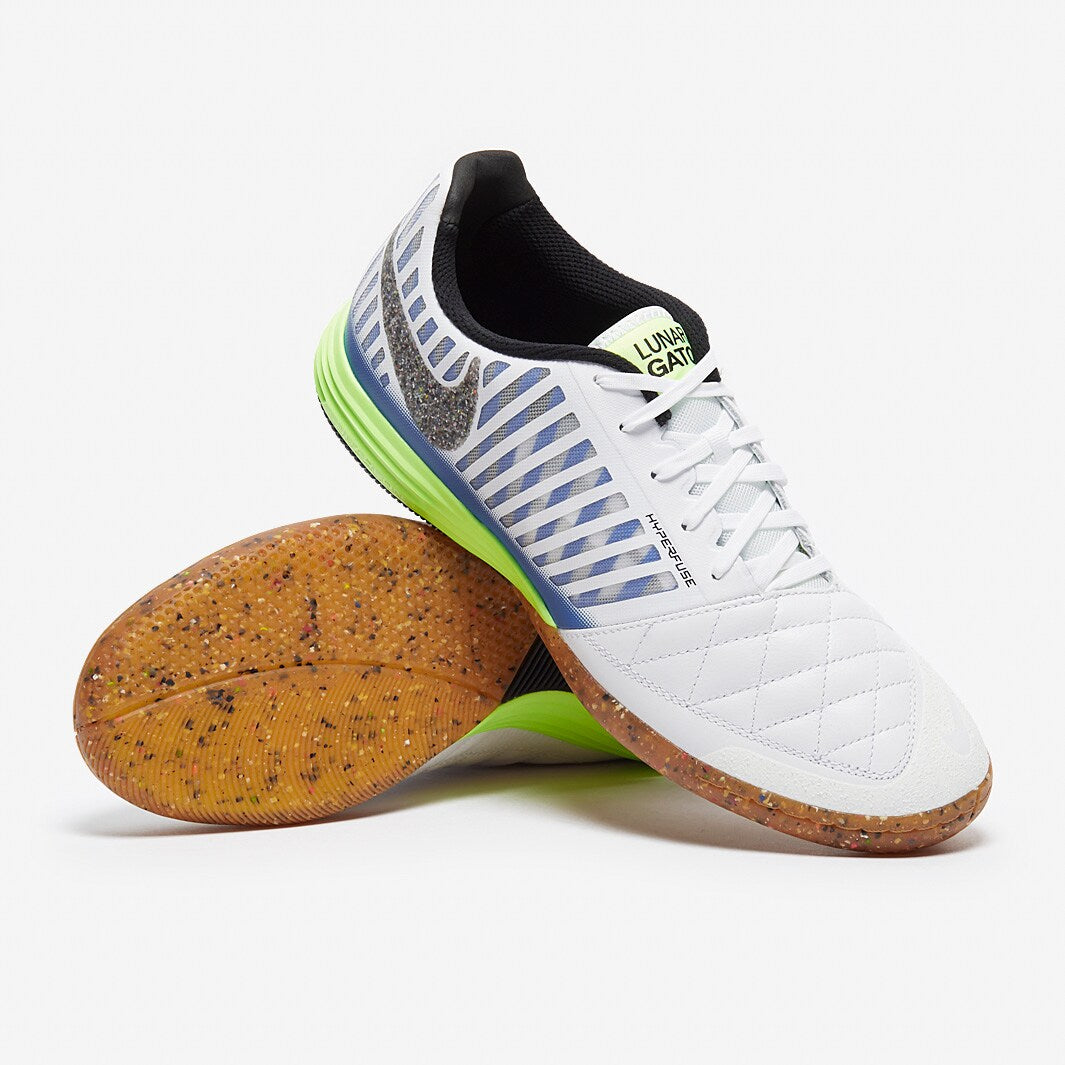 Chuteira Nike Lunar Gato 2 Futsal – White/Black/Light Photo Blue/Black - Imagem 1