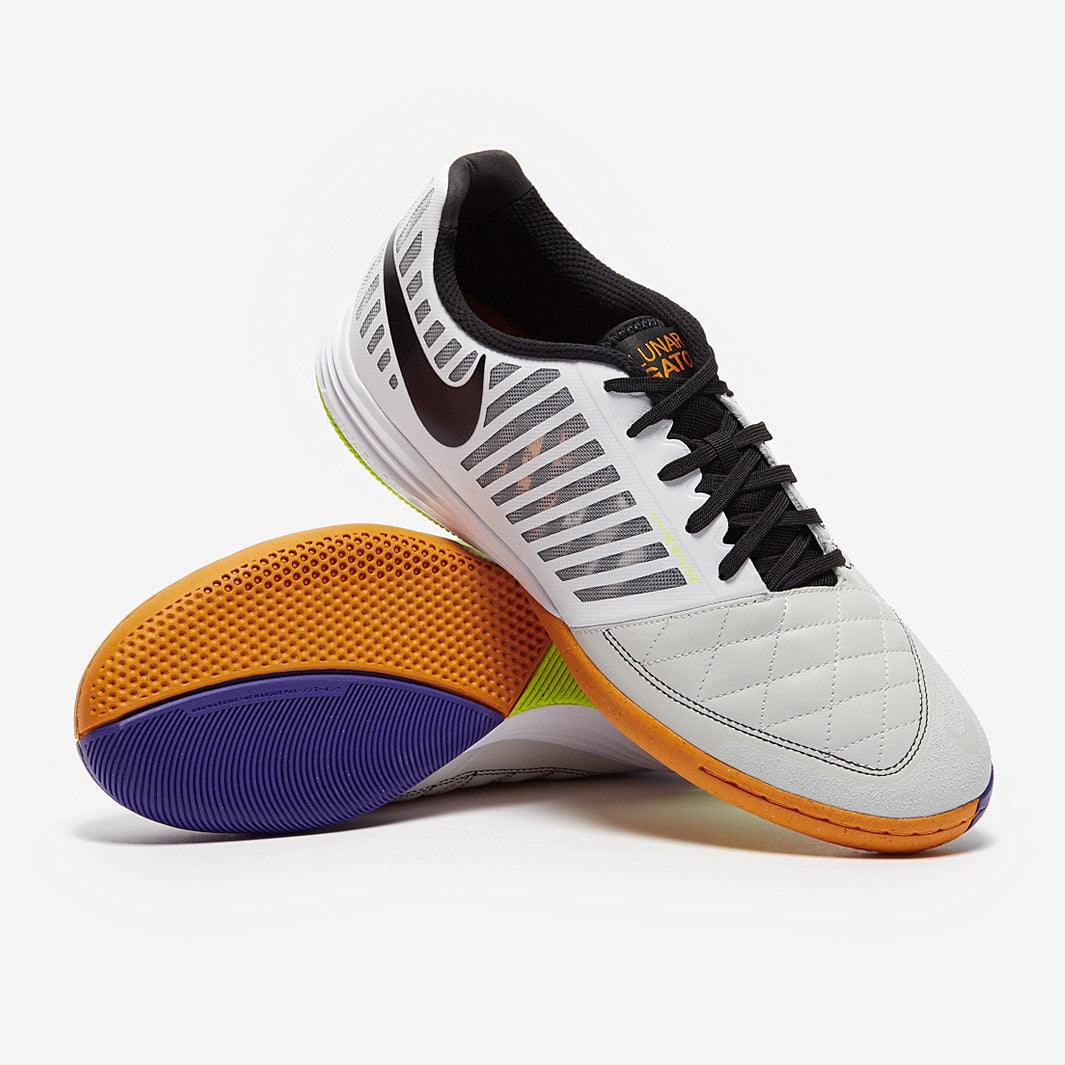 Chuteira Nike Lunar Gato 2 Futsal – White/Black/Photon Dust/Light Curry - Imagem 1