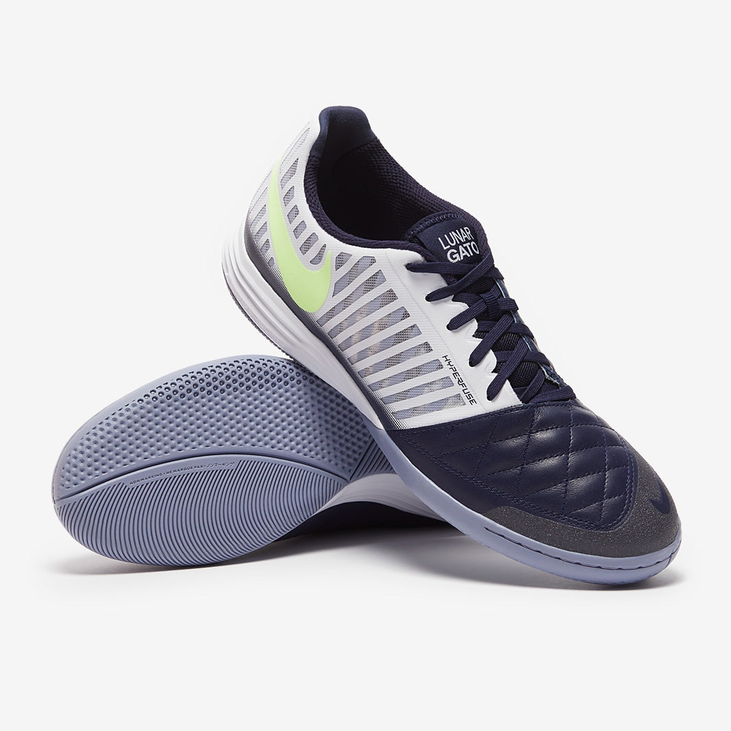 Chuteira Nike Lunar Gato 2 Futsal – White/Barely Volt/Blackened Blue - Imagem 1