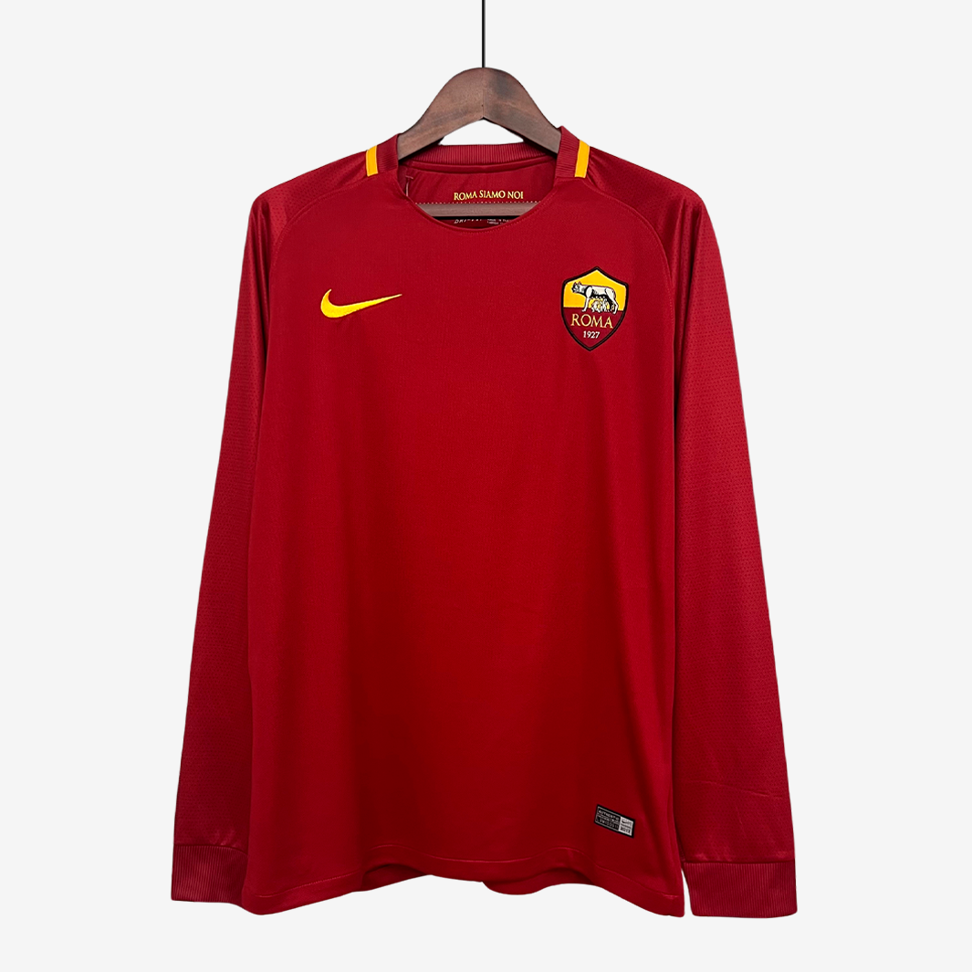 Camisa AS Roma 2017/18 Home Manga Longa – Retrô - Imagem 1